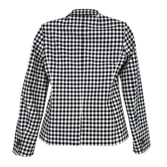 J. Crew Gingham Check Two Button Blazer Suit Jacket Navy Blue White Size XS NWOT - Picture 5 of 10